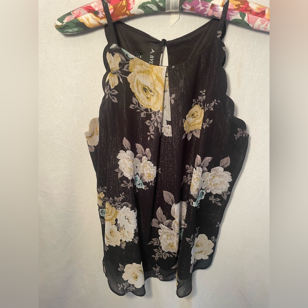 A. Byer Black Sleeveless Cut Out Blouse